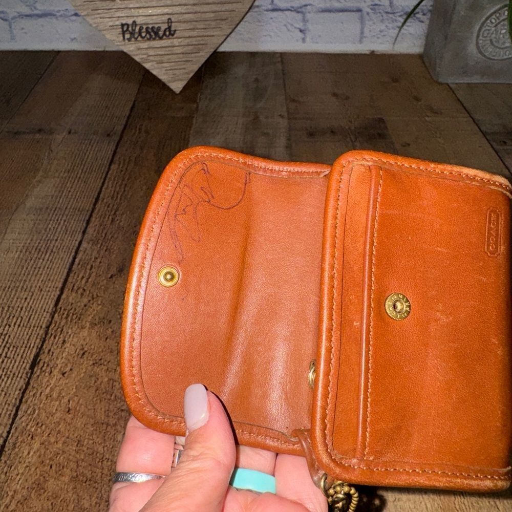 Vintage Coach Multifunction Wallet #7219 British Tan 1990's and card holder - Picture 11 of 13